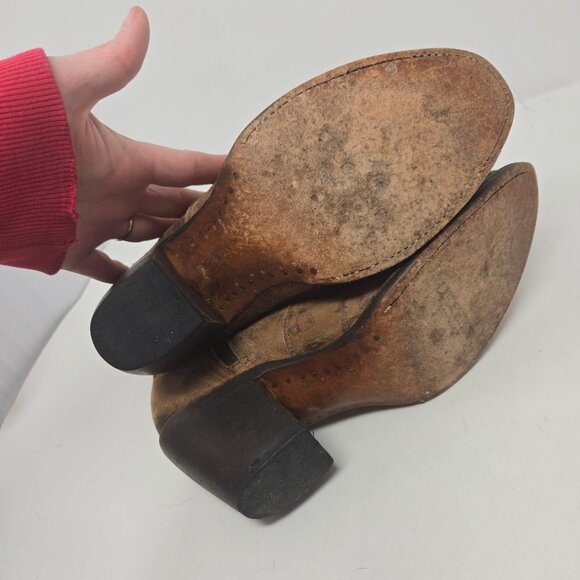 Lucchese 4953 Catalina Bootie 9B brown floral burnished calfskin leather FLAWED - Picture 7 of 13